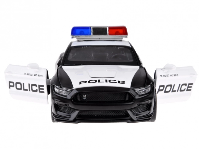 Metalen politieauto Ford Shelby GT350 op schaal 1:32 met zwaailichteffecten