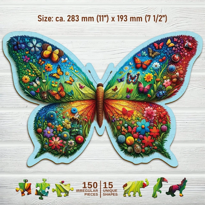 Houten puzzel Kleurrijke vlinder 150 stukjes