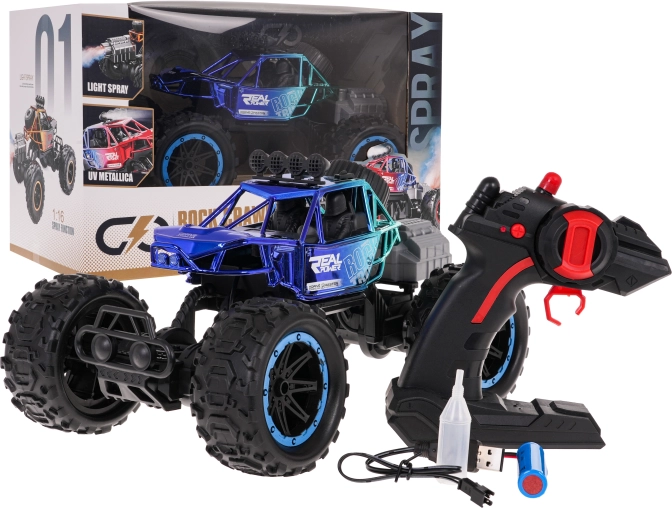 RC crawler REAL ROCK avec fonction fumée 1:16 – Bleu