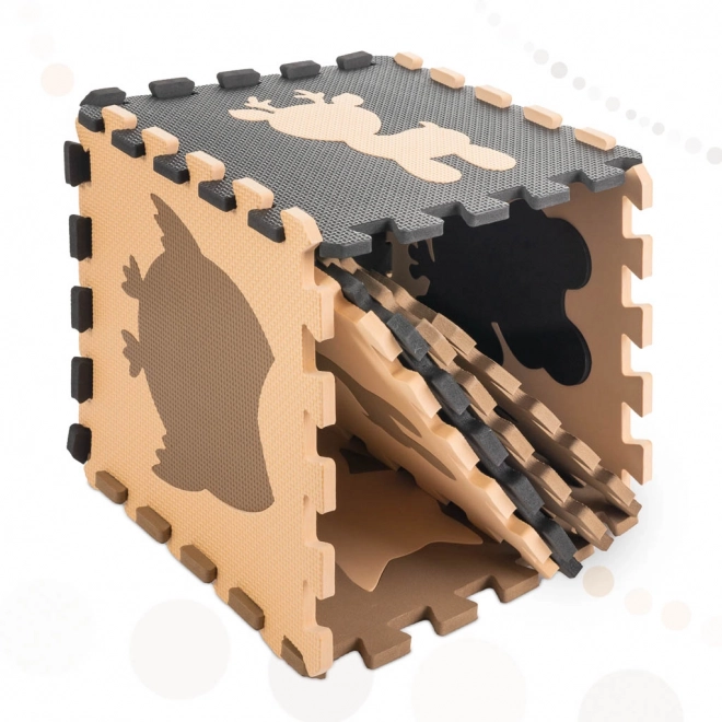 Bruine foam puzzel met bosdieren - 9 stuks