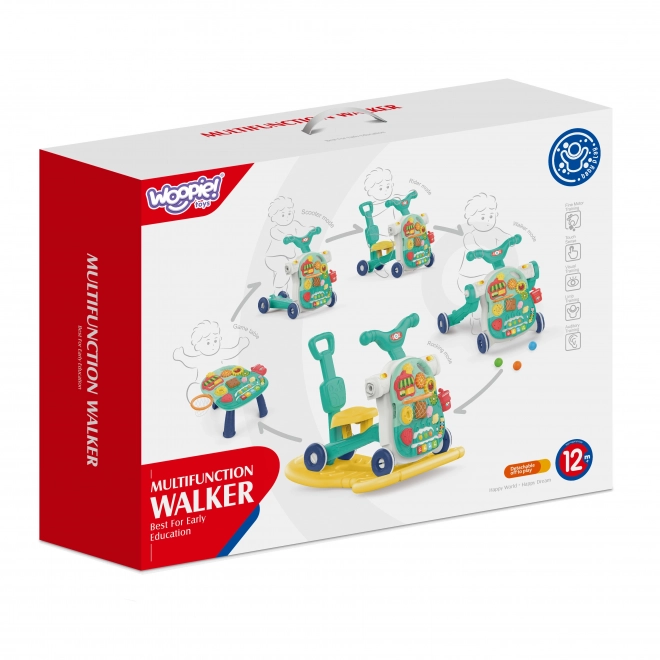 Multifunctionele looptrainer 5v1 Woopie blauw