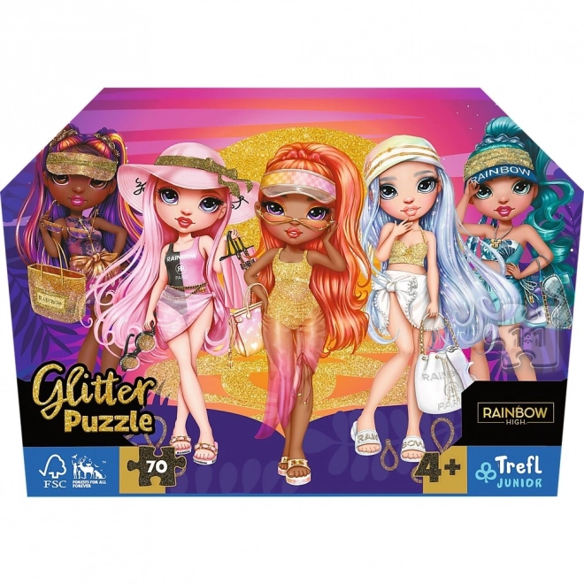 Puzzel 70 stukjes glitters in koffer Glitter Dolls Rainbow High