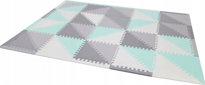 Schuimpuzzelmat driehoeken met groen-grijs design en randen