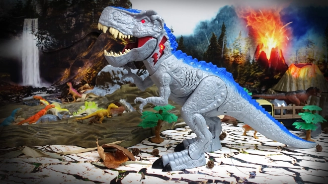 Dino wandelend met lichteffecten en geluidseffecten 55cm