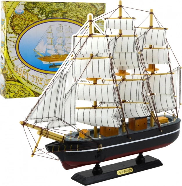 Decorative Model of Black Three-Mast 39x36cm