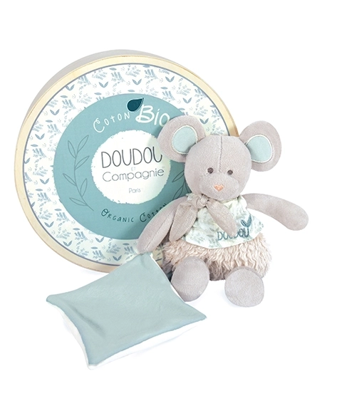 Geschenkset Plüschmaus mit Decke aus Bio-Baumwolle