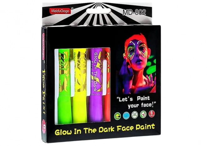 Neon Gezichtsbeschilderingsset, fluorescerende potloden, 6 stuks