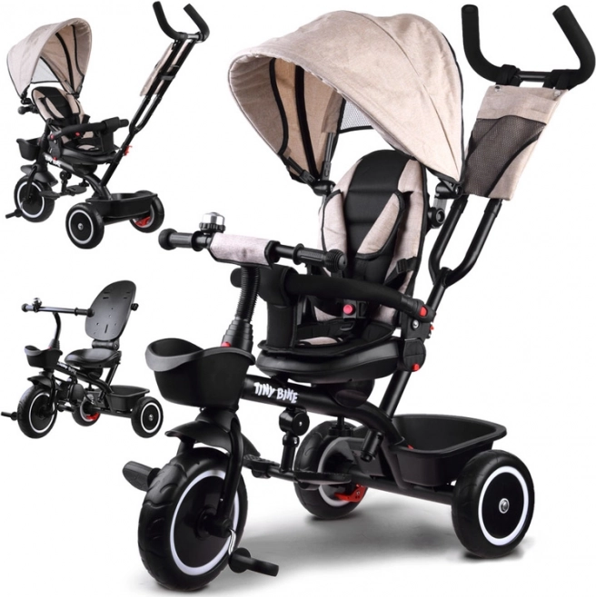 Kinderdriewieler 3-in-1 met draaibare zitting en zonnekap TINY BIKE – Beige