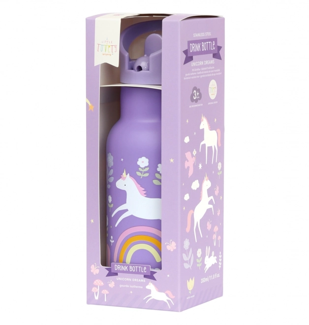 A Little Lovely Company - roestvrijstalen fles 350 ml - Eenhoorns en Regenboog