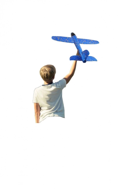 Blauw styropor vliegtuig voor acrobatiek 47cm