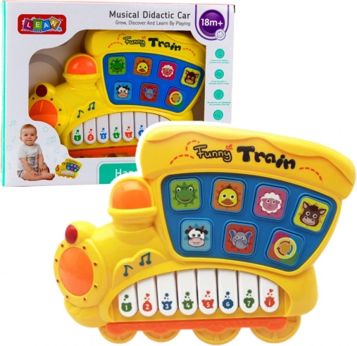 Elektrische educatieve kinderpiano locomotief – geel