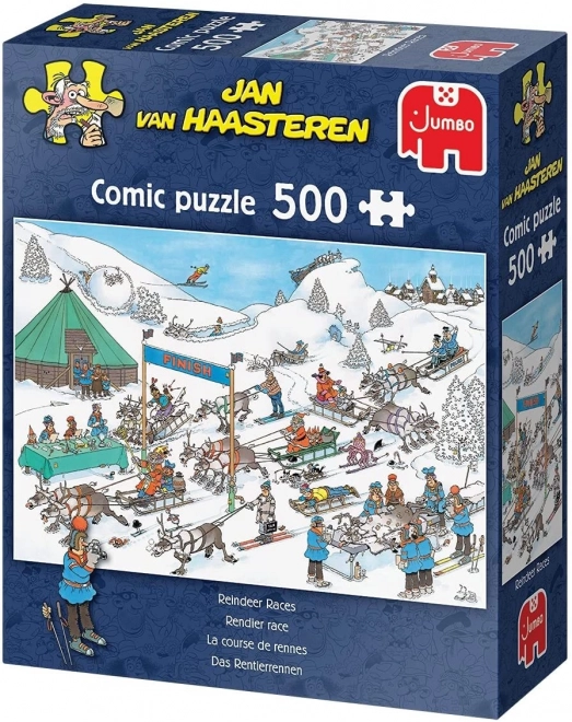 Reindeer Sleigh Race Puzzle 500 Pieces by Jan van Haasteren