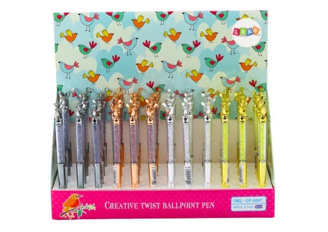 Balpen met blauwe punt Birds Diamonds 0,7 mm Mix