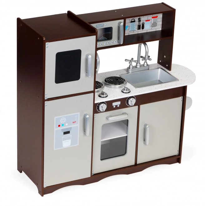 Large Wooden Kitchen for Kids with Fridge and Cabinets by ECOTOYS