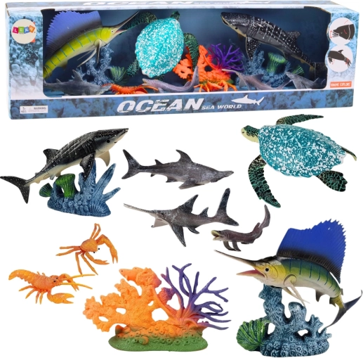Set figuren van zeedieren met beweegbare delen – schildpad en vissen