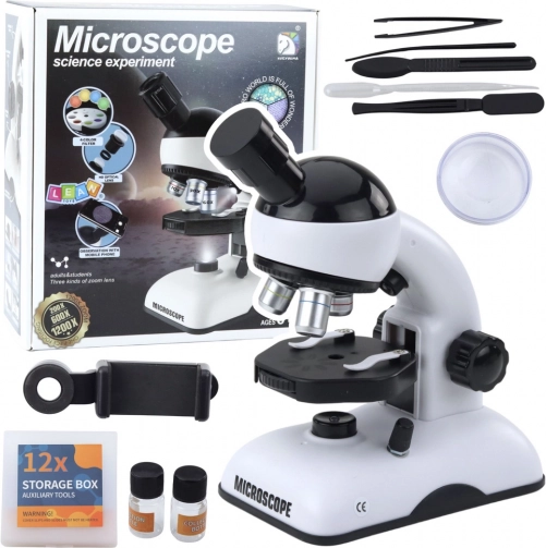 Educatieve microscoop met telefoonhouder en accessoires