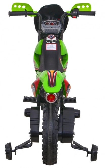 Kinder Elektro-Cross-Motorrad mit Akku – grün, mit Stützrädern und LED-Lichtern