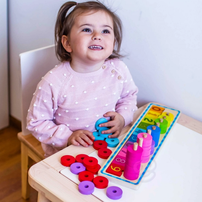 Woopie Green puzzle Montessori en bois pour compter et trier les couleurs, 56 pièces
