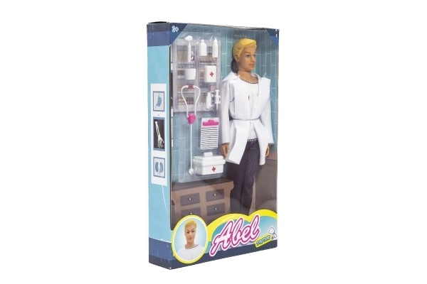 Dokterspeelgoed pop plastic 30cm met accessoires in doos 20x33x5cm