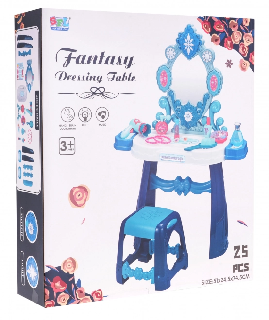 Interactive Children's Cosmetic Table with Lighting and Accessories