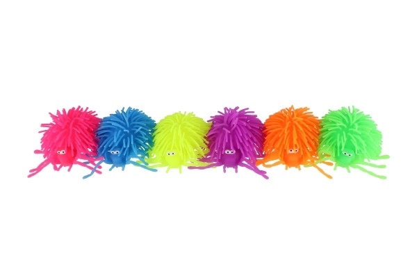 Boule anti-stress araignée silicone compressible 10cm à piles avec lumière 6 couleurs en sachet 16 pièces en boîte