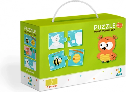 Dodo puzzel dieren en hun onderkomens