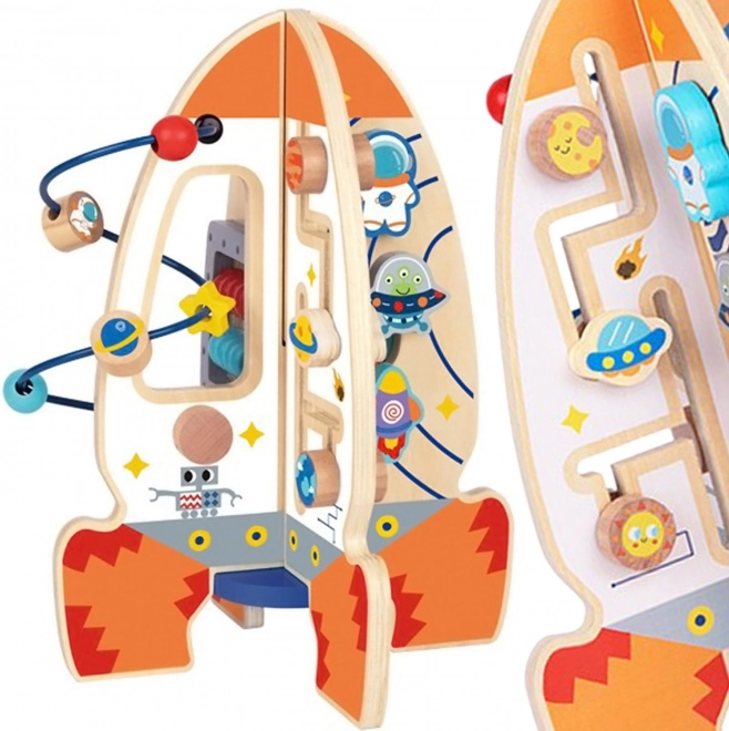 Large Wooden Multifunctional Educational Toy Rocket by Tooky Toy