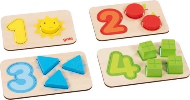 Holzpuzzle mit Formen und Zahlen GOKI