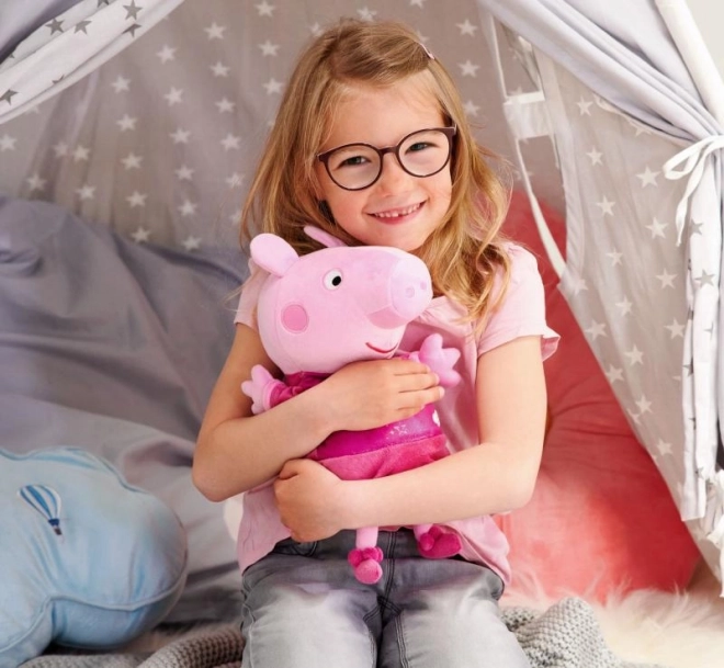 Peppa Pig 2-in-1 pluchen slaapknuffel, speelt + licht, roze, 25 cm