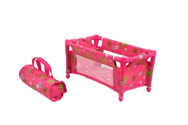 Poppenbedje metaal/plastic opvouwbaar in stoffen tas 27x14x10cm in zak