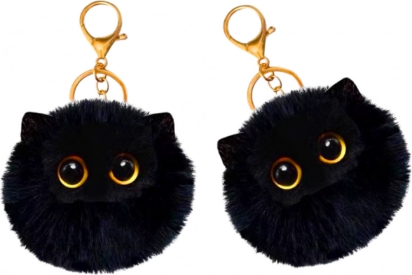 Plush cat keychain black