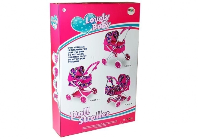 Schattige roze diepe bloemenwagen voor poppen