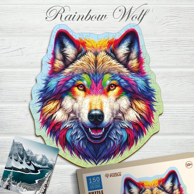 Houten puzzel Regenboog wolf 150 stukjes