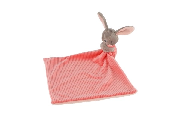 Konijn/Konijntje knuffeldoekje pluche 25x25cm roze op kaart in zakje 0+