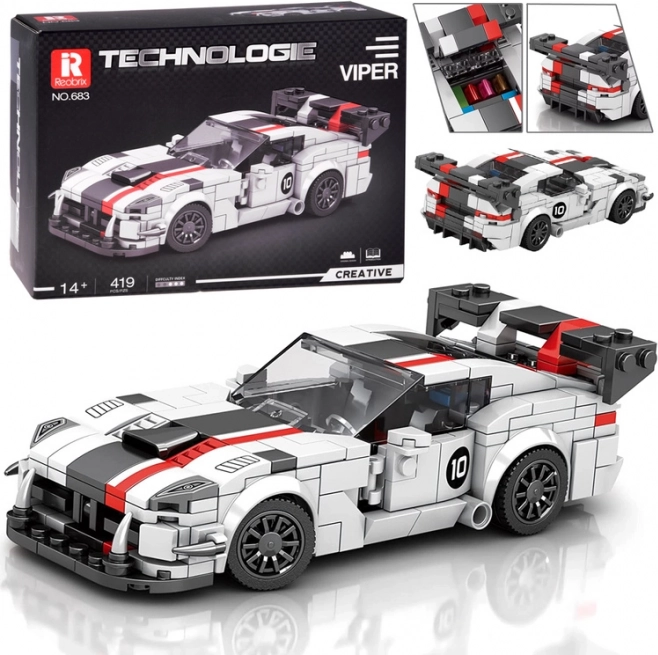 Technic Building Set – Supercar White Viper with Spoiler, 419 pieces