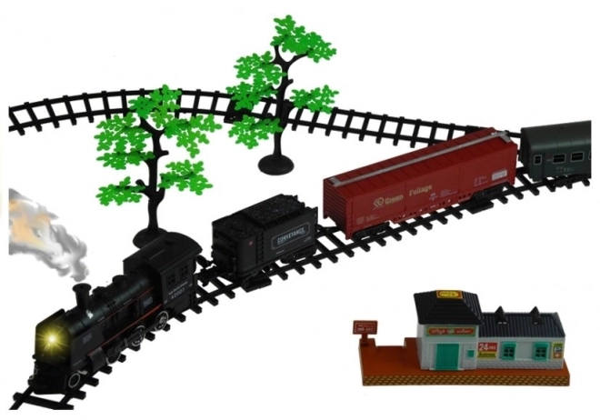 Grote trein met rooklicht + 4 wagons Spoorlijn 156 cm