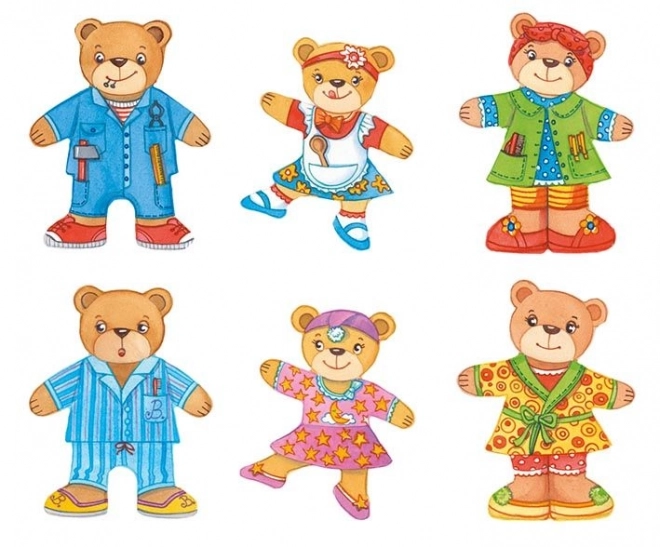 Kleedbeer Familie - Houten Puzzel