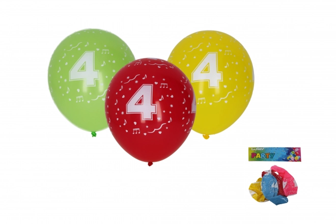 Opblaasbare ballon met nummer 4, 30 cm - set van 5 stuks