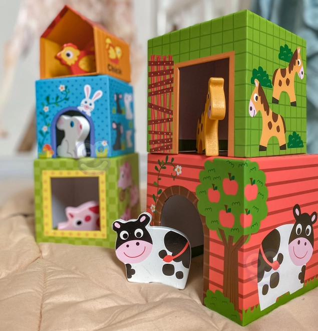 Woopie groene puzzelboerderij met blokken en figuren