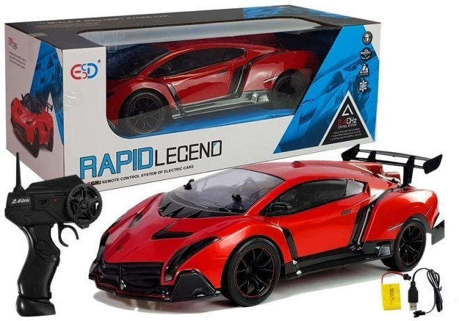 Rode raceauto op afstandsbediening 1:10