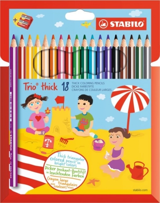STABILO Trio thick colored pencils set of 18 with sharpener