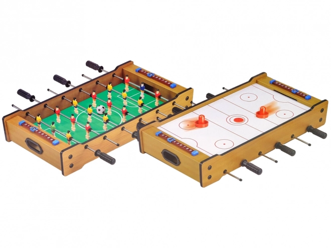Houten tafel 2 in 1 tafelvoetbal en airhockey