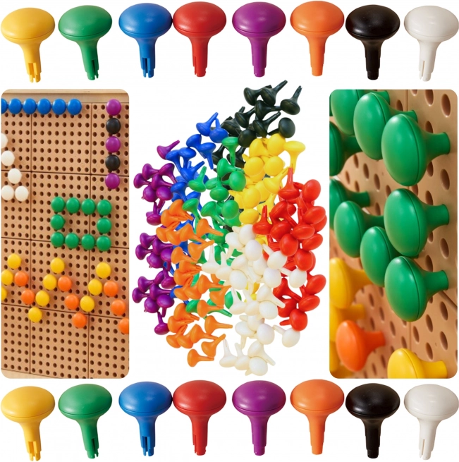 Masterkidz Colorful Jumbo Pegs for STEM Boards 128 Pcs - 8 Colors