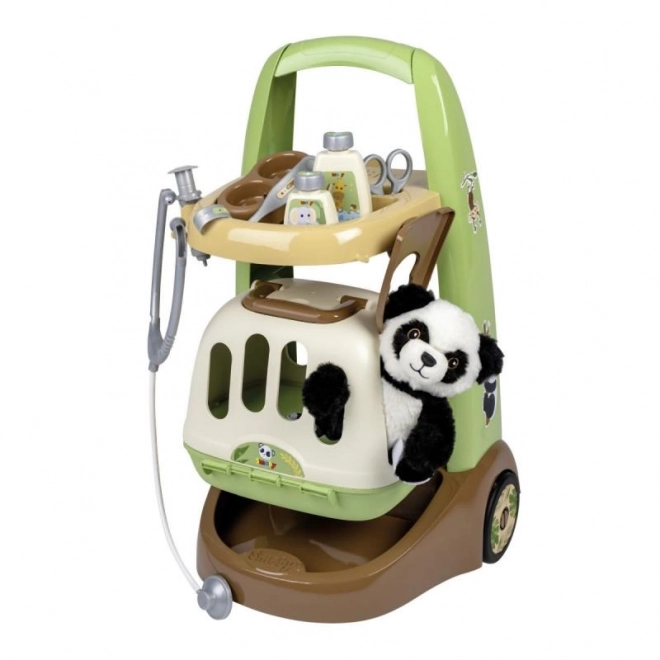 Dierenartsenwagen met panda en transportbox 2-in-1