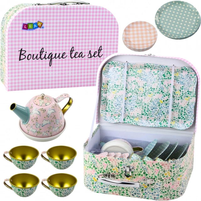 Theeset voor kinderen in metalen koffer 15 stuks
