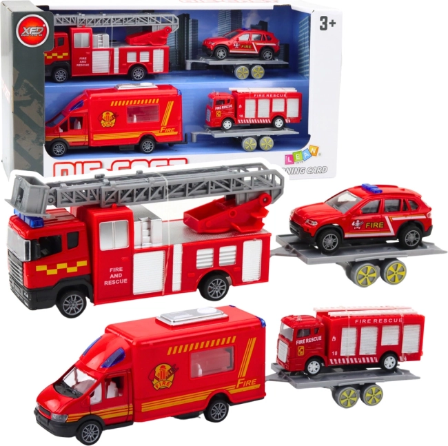 Set brandweerwagens met frictieaandrijving