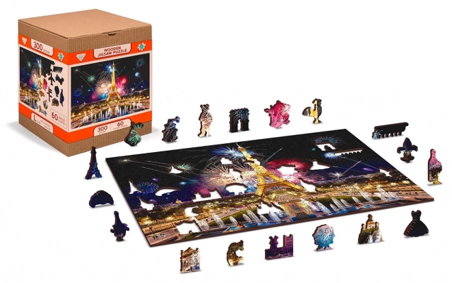 Houten puzzel Nacht Parijs