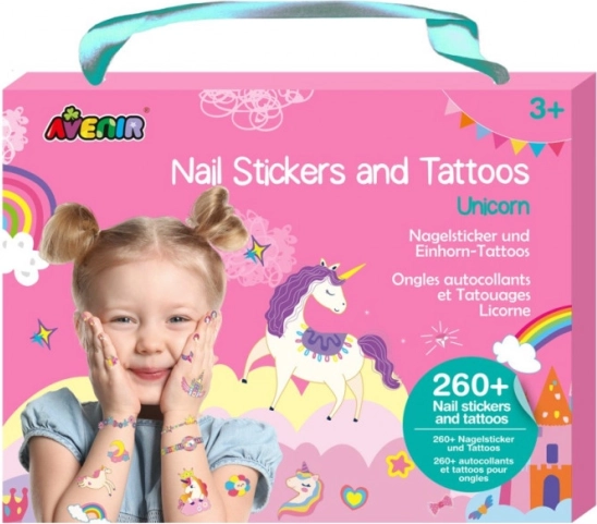 Nagelaufkleber und Tattoos – Einhörner