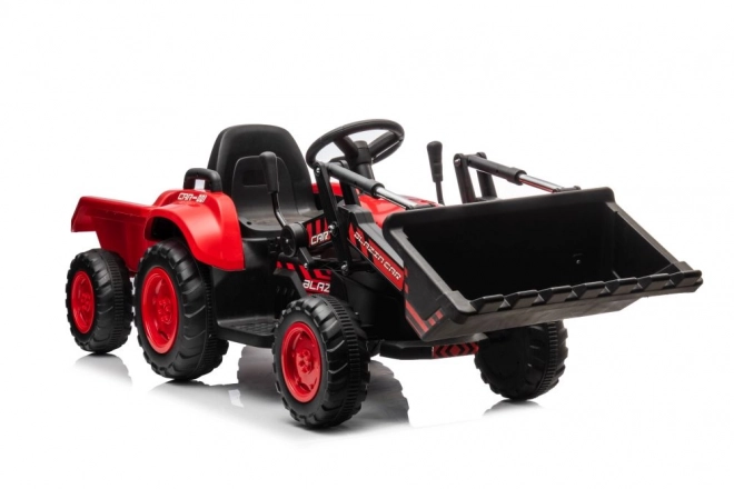 Rode kindertraktor met oplaadbare batterij en schop