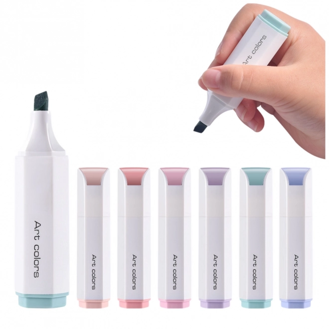 Set mini markeerstiften in pastelkleuren 6 stuks